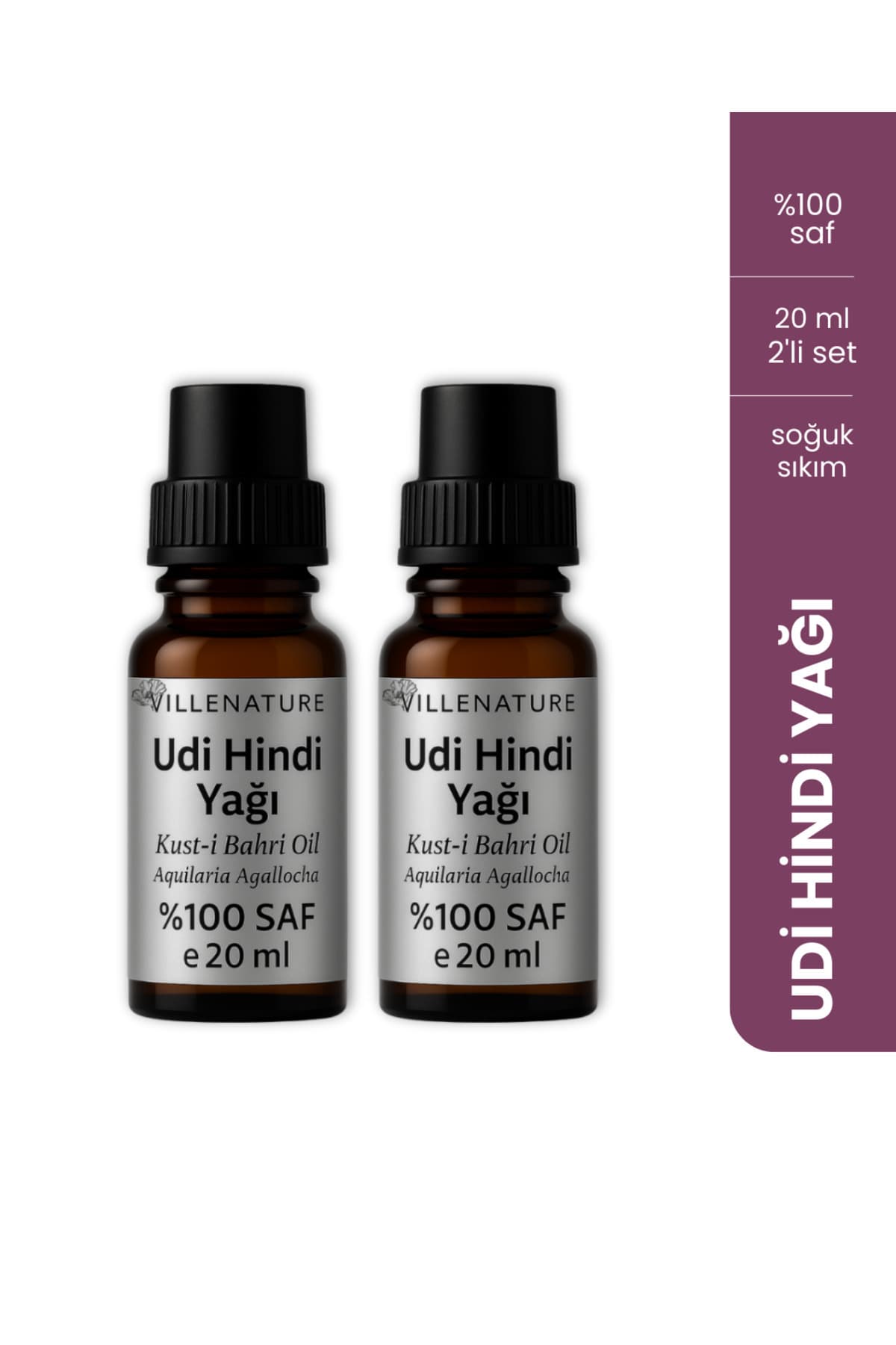 Udi Hindi Yağı | Soğuk Sıkım Zeytinyağında Maserasyon | 2x20 ml