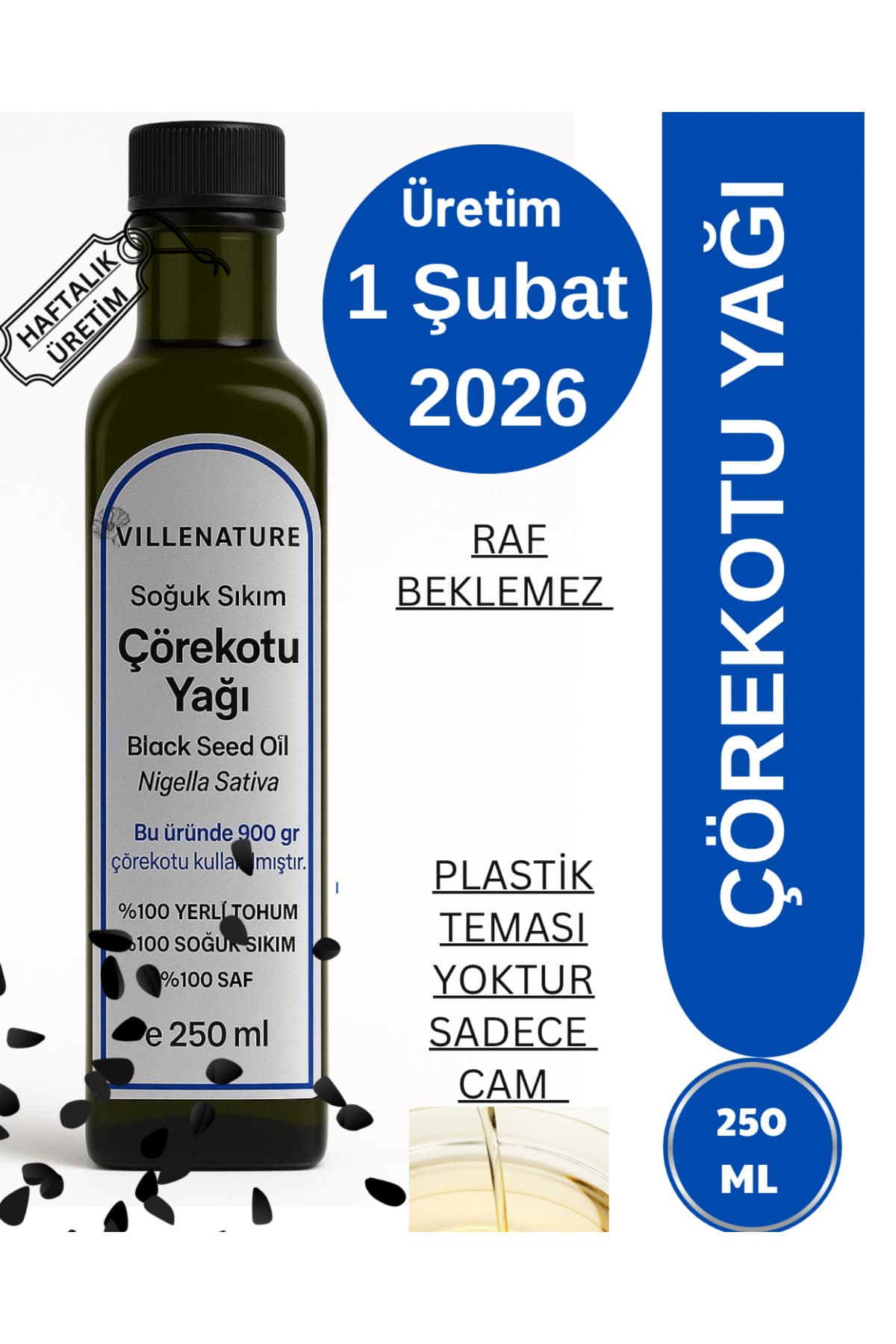 Soğuk Sıkım Çörekotu Yağı | %100 Saf | 250 ml